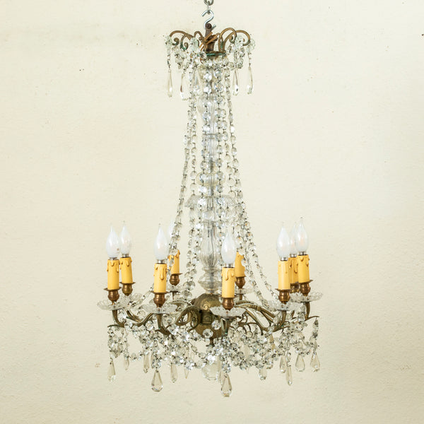 Crystal and Bronze Chandelier
