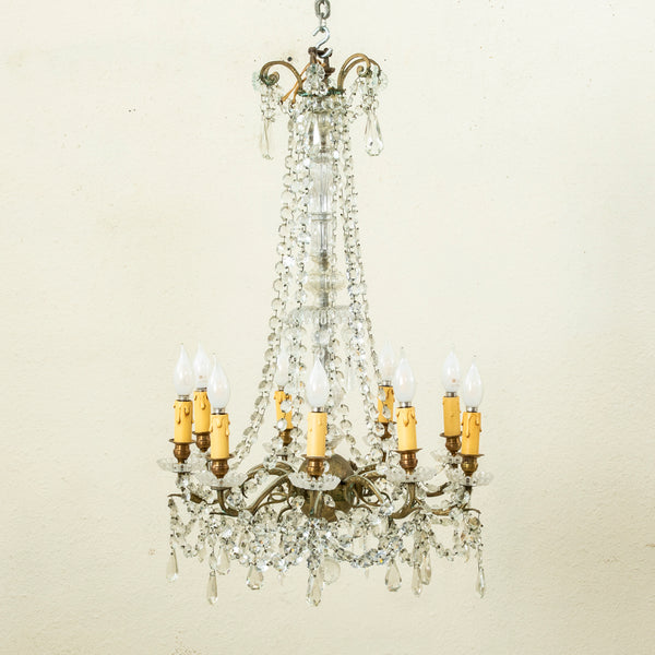 Crystal and Bronze Chandelier