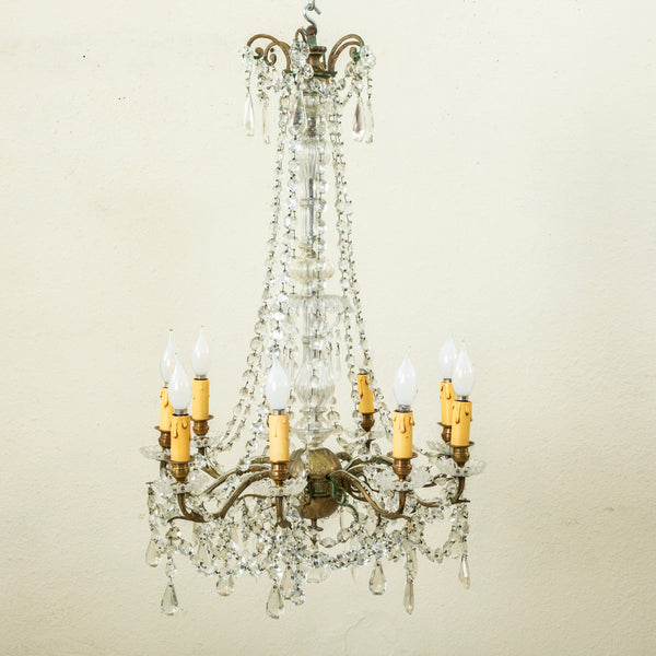 Crystal and Bronze Chandelier
