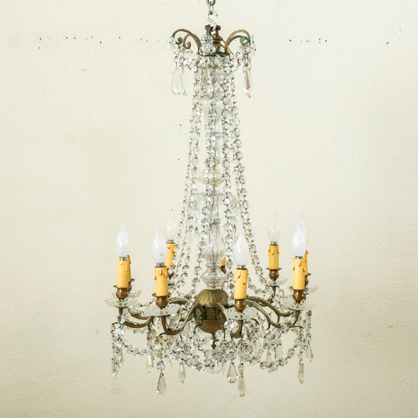 Crystal and Bronze Chandelier