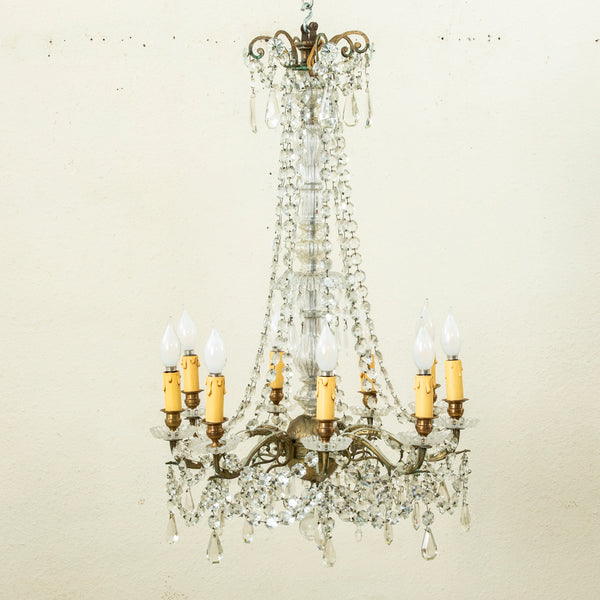 Crystal and Bronze Chandelier
