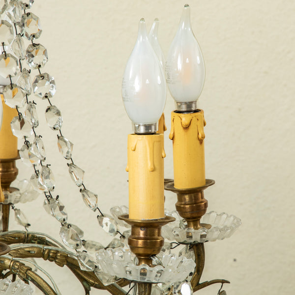 Crystal and Bronze Chandelier