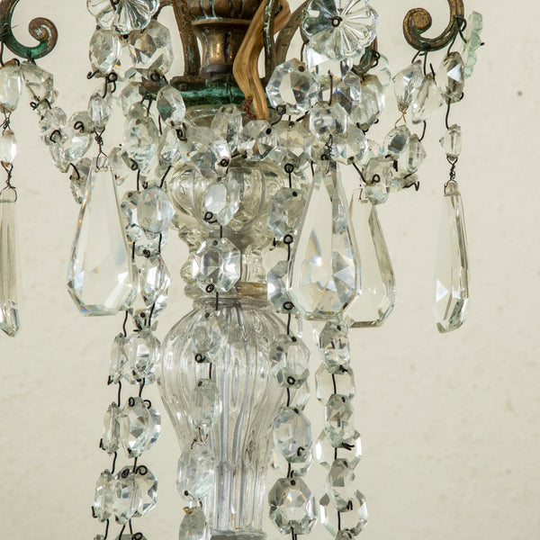 Crystal and Bronze Chandelier