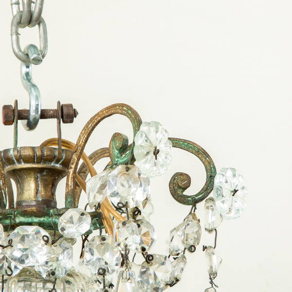 Crystal and Bronze Chandelier