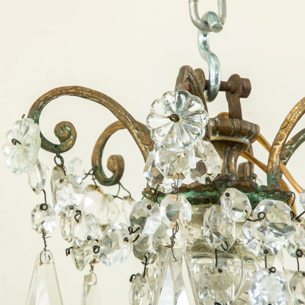 Crystal and Bronze Chandelier