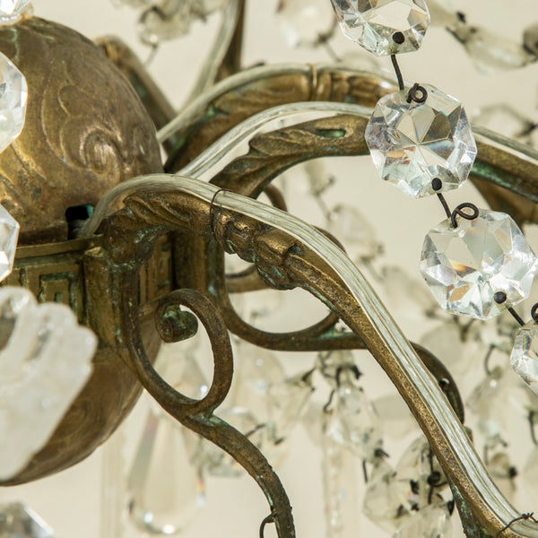 Crystal and Bronze Chandelier