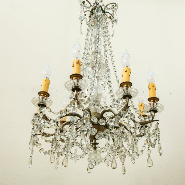 Crystal and Bronze Chandelier