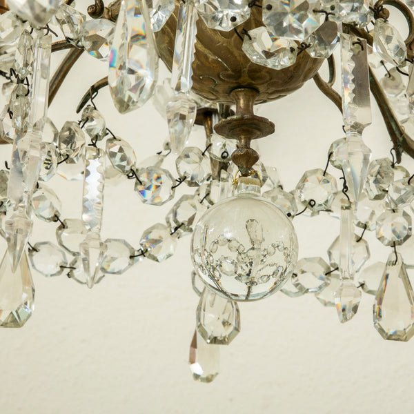 Crystal and Bronze Chandelier
