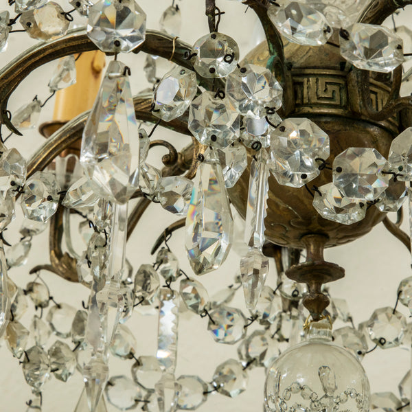 Crystal and Bronze Chandelier