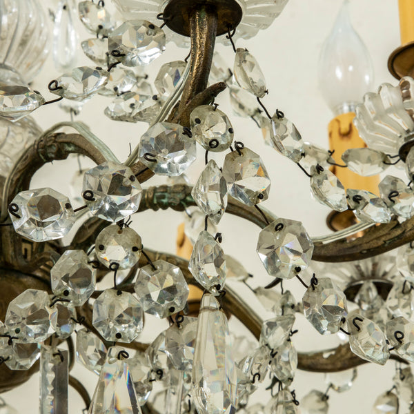 Crystal and Bronze Chandelier