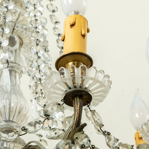 Crystal and Bronze Chandelier
