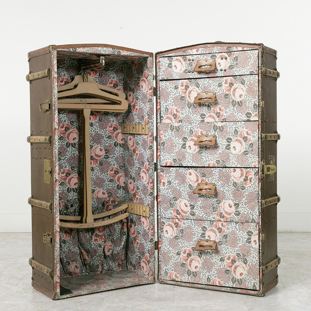 A vintage travel wardrobe trunk (France, late 19th, early 20th