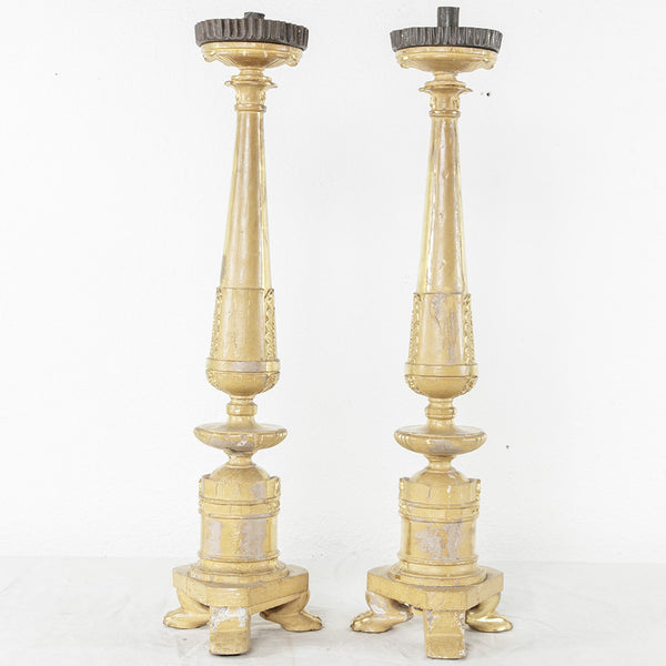 Gilt Wood Empire Candlesticks