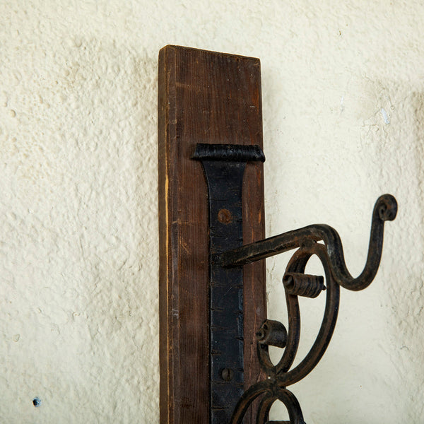 Pair of Mounted Iron Hooks