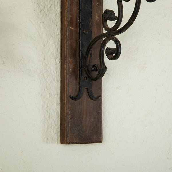 Pair of Mounted Iron Hooks