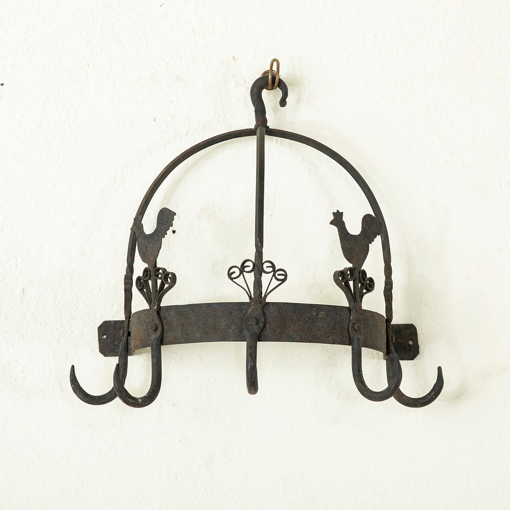 Hand Forged Iron Pot Rack - French Metro Antiques