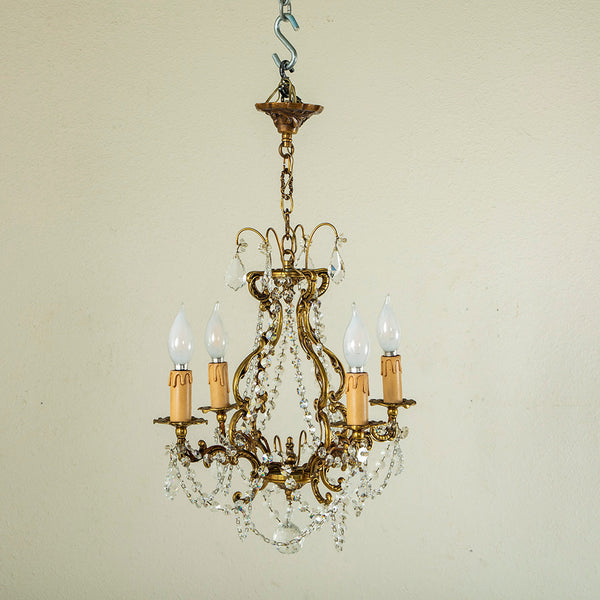Crystal and Bronze Chandelier