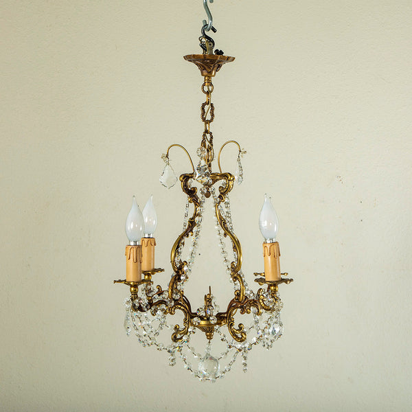 Crystal and Bronze Chandelier