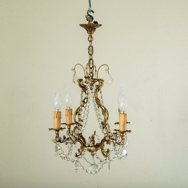 Crystal and Bronze Chandelier
