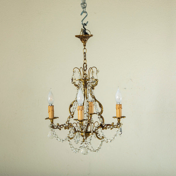 Crystal and Bronze Chandelier