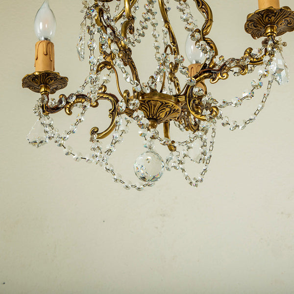 Crystal and Bronze Chandelier - French Metro Antiques