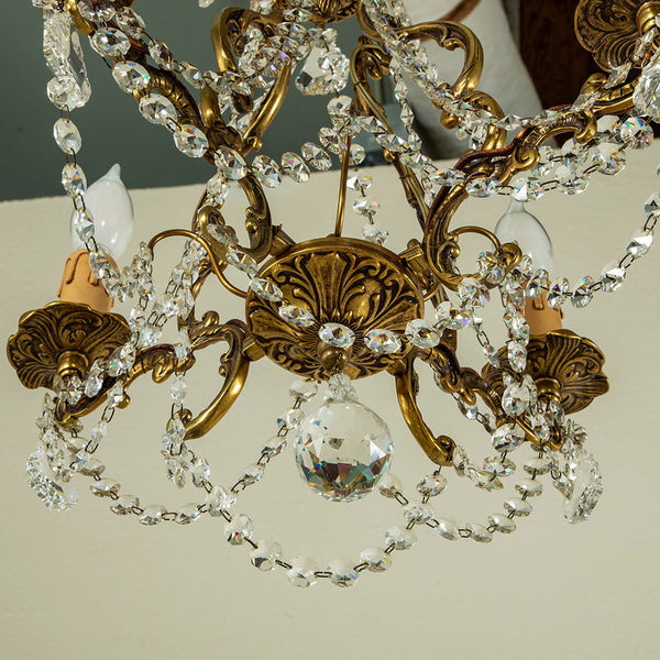 Crystal and Bronze Chandelier