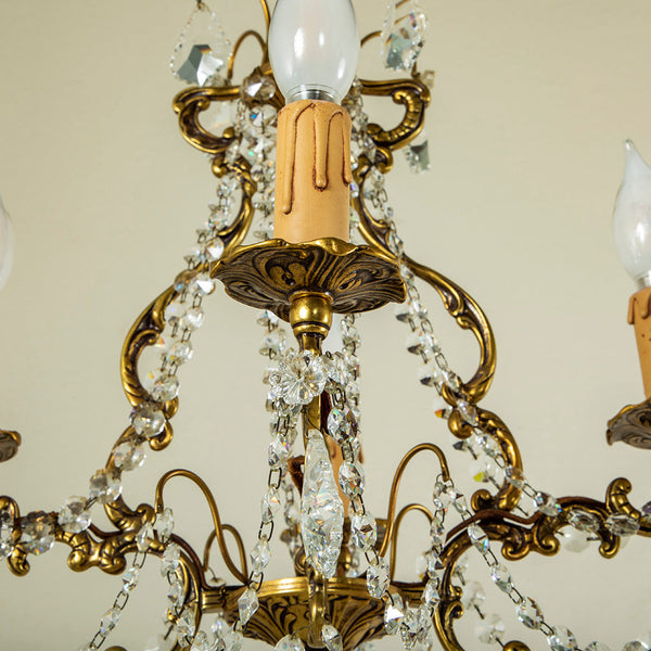 Crystal and Bronze Chandelier