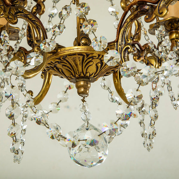 Crystal and Bronze Chandelier
