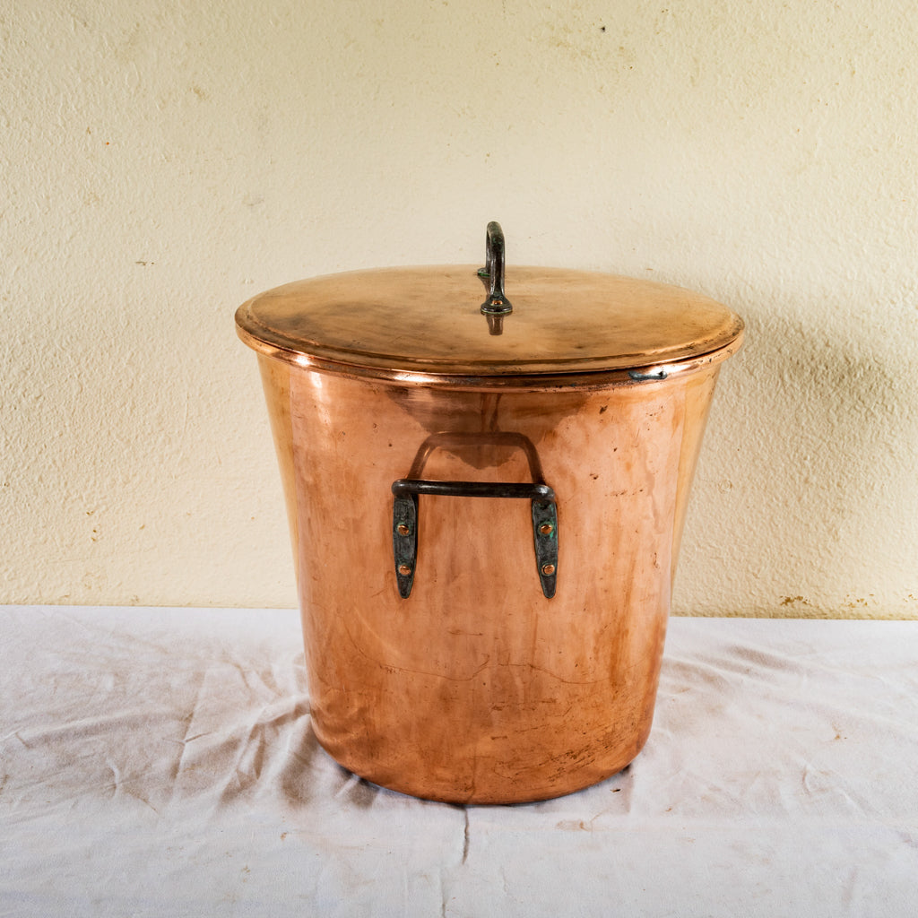 Vintage French Hotel Copper Stock Pot - I – The Vintage Rug Shop