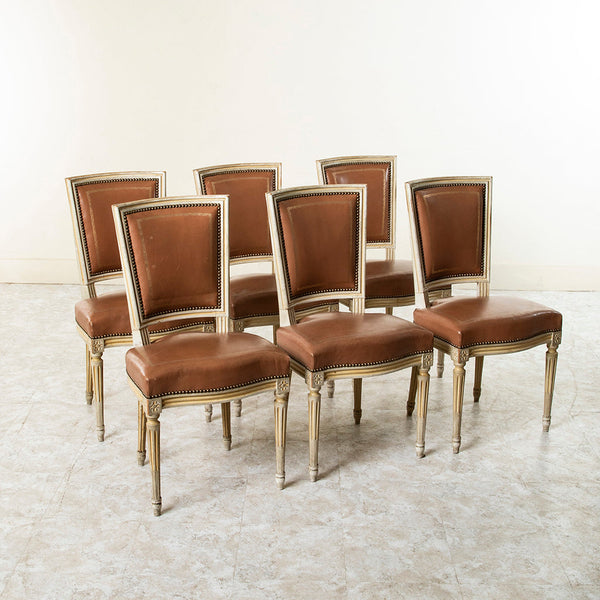 19th Century Black French Set of Eight Louis XVI Style Cabriolet Dining  Chairs