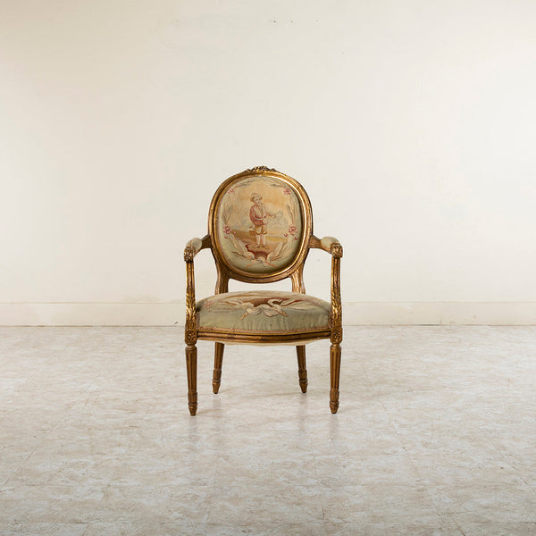 Four Giltwood Aubusson  Chairs