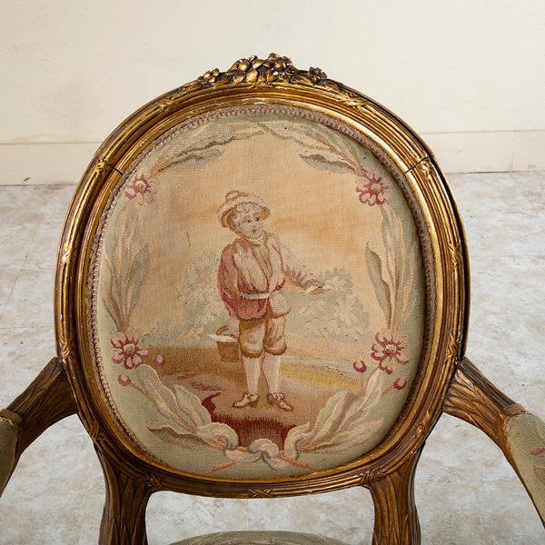 Four Giltwood Aubusson  Chairs