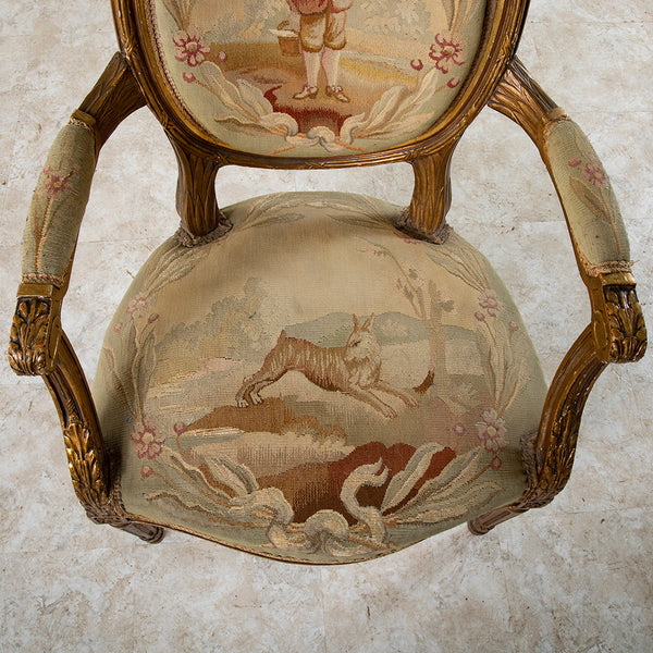 Four Giltwood Aubusson  Chairs