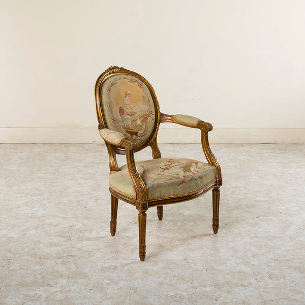 Four Giltwood Aubusson  Chairs