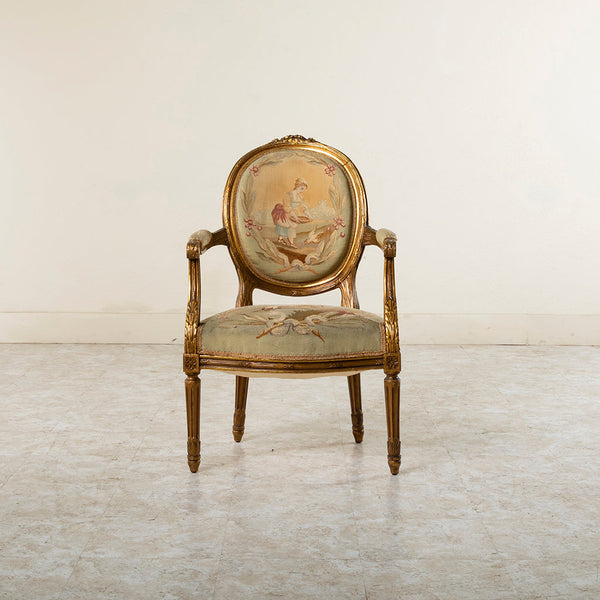 Four Giltwood Aubusson  Chairs