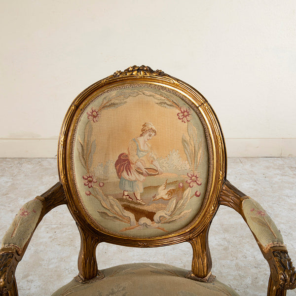 Four Giltwood Aubusson  Chairs