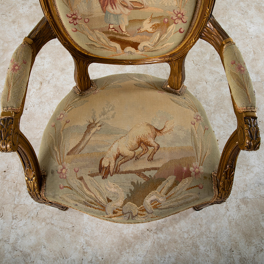 Four Giltwood Aubusson Chairs - French Metro Antiques