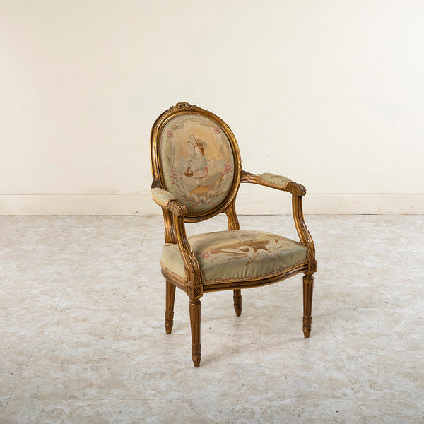 Four Giltwood Aubusson  Chairs