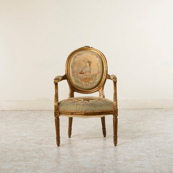 Four Giltwood Aubusson  Chairs