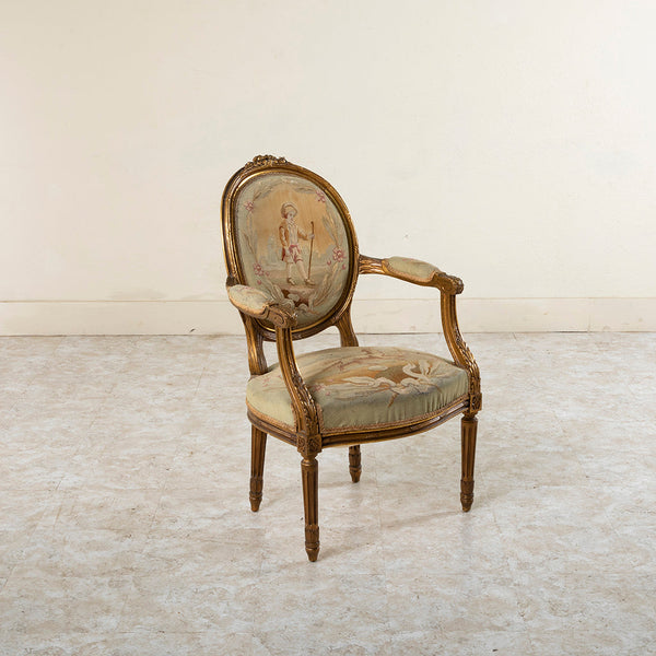 Four Giltwood Aubusson  Chairs