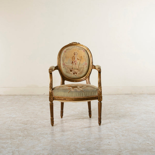 Four Giltwood Aubusson  Chairs