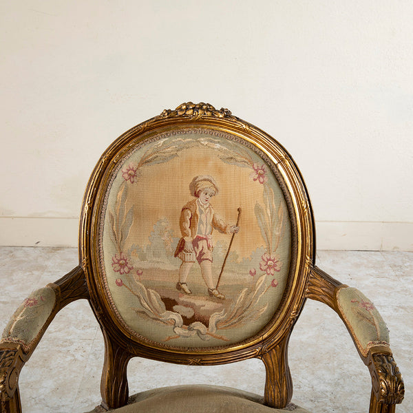 Four Giltwood Aubusson  Chairs