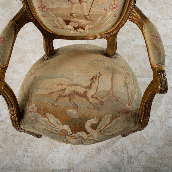 Four Giltwood Aubusson  Chairs