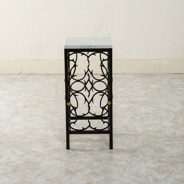 Iron and Marble Side Table