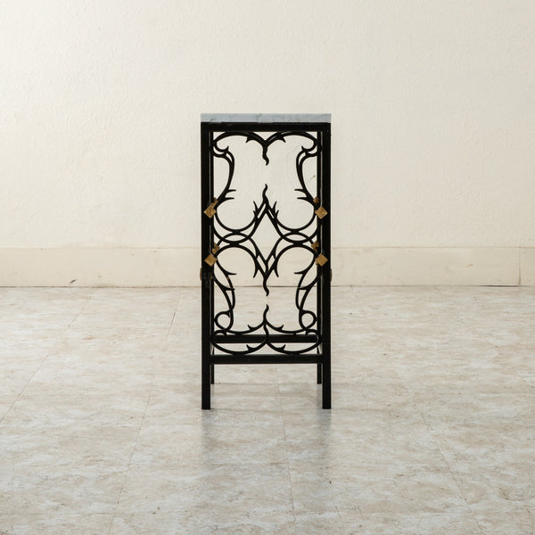 Iron and Marble Side Table