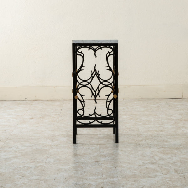 Iron and Marble Side Table
