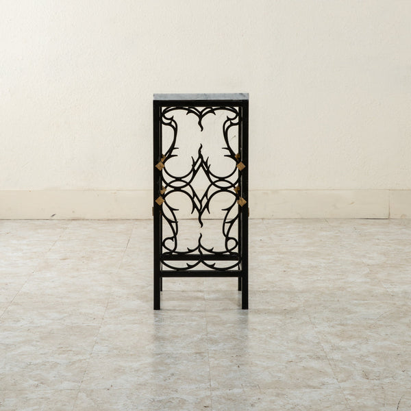 Iron and Marble Side Table