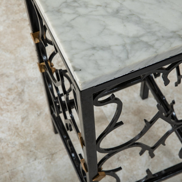 Iron and Marble Side Table