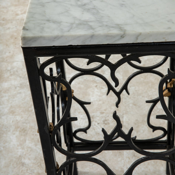 Iron and Marble Side Table